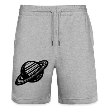 Ringed planet with ring system in the solar system - Stanley/Stella Trainer Unisex Organic Jogging Shorts - heather grey - Front - Nik (191cm) & Marisol (170cm)