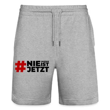 Nie wieder ist jetzt - Stanley/Stella Unisex Bio Joggingshorts Trainer  - Grau meliert - Vorne - Nik (191cm) & Marisol (170cm)