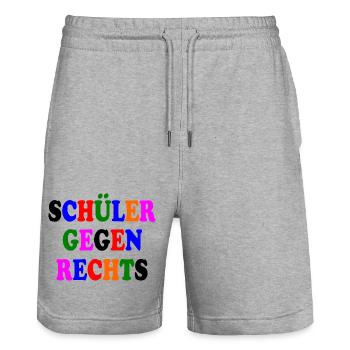 Schüler gegen rechts - Stanley/Stella Unisex Bio Joggingshorts Trainer  - Grau meliert - Vorne - Nik (191cm) & Marisol (170cm)