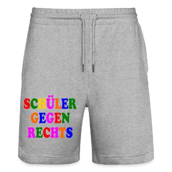 Schüler gegen rechts - Stanley/Stella Unisex Bio Joggingshorts Trainer  - Grau meliert - Vorne - Nik (191cm) & Marisol (170cm)