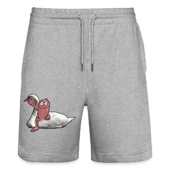 Swan Rider - Stanley/Stella Trainer Unisex Organic Jogging Shorts - heather grey - Front - Nik (191cm) & Marisol (170cm)