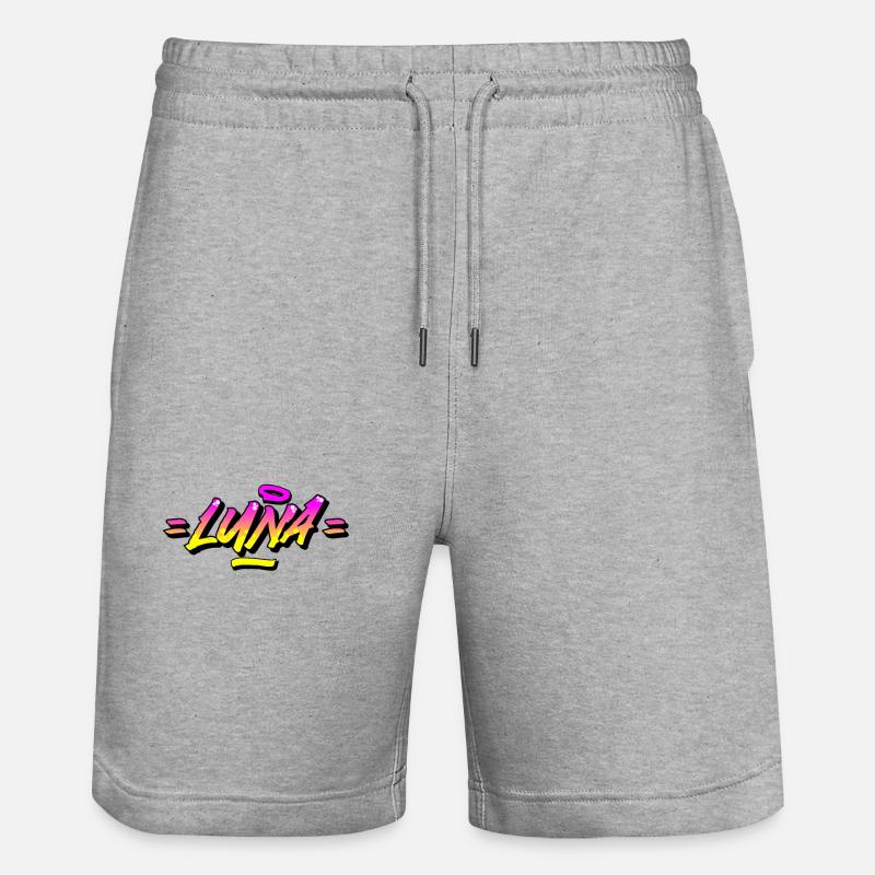 Graffiti Prénom Luna - Short de jogging bio TRAINER Stanley/Stella unisexe - gris chiné