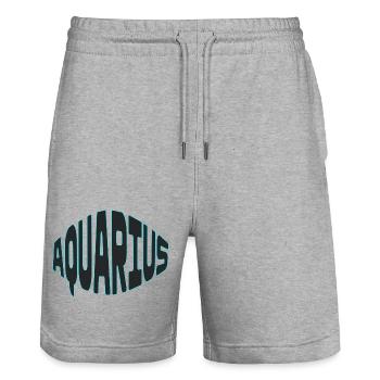 AQUARIUS - Stanley/Stella Trainer Unisex Organic Jogging Shorts - heather grey - Front - Nik (191cm) & Marisol (170cm)