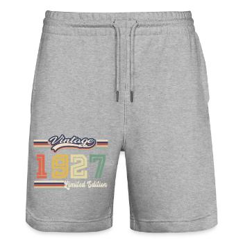 1927 Birthday Gift Awesome Since 1927 Came - Stanley/Stella Trainer Unisex Organic Jogging Shorts - heather grey - Front - Nik (191cm) & Marisol (170cm)