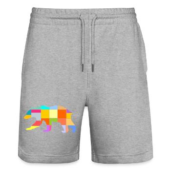 Bear parts - Stanley/Stella Trainer Unisex Organic Jogging Shorts - heather grey - Front - Nik (191cm) & Marisol (170cm)