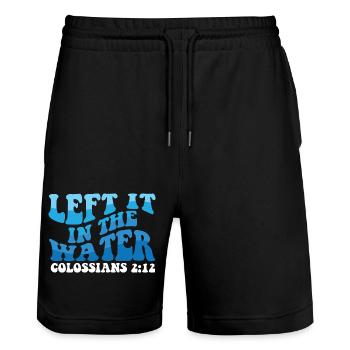 Left It In The Water Christian Religious Baptism - Stanley/Stella Trainer Unisex Organic Jogging Shorts - black - Front - Nik (191cm) & Marisol (170cm)