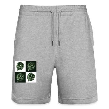 Anthurium Clarinervium - Stanley/Stella Trainer Unisex Organic Jogging Shorts - heather grey - Front - Nik (191cm) & Marisol (170cm)