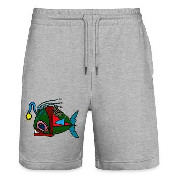 anglerfisch - Stanley/Stella Unisex Bio Joggingshorts Trainer  - Grau meliert - Vorne - Nik (191cm) & Marisol (170cm)