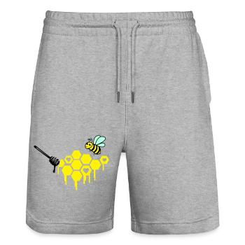 imker - Stanley/Stella Unisex Bio Joggingshorts Trainer  - Grau meliert - Vorne - Nik (191cm) & Marisol (170cm)