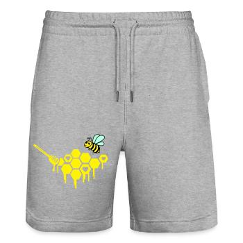 imker - Stanley/Stella Unisex Bio Joggingshorts Trainer  - Grau meliert - Vorne - Nik (191cm) & Marisol (170cm)