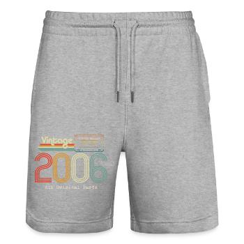 Original 2006 Vintage Vintage Retro Birthday - Stanley/Stella Trainer Unisex Organic Jogging Shorts - heather grey - Front - Nik (191cm) & Marisol (170cm)