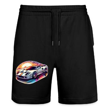 Oldtimer Sonnenuntergang - Stanley/Stella Unisex Bio Joggingshorts Trainer  - Schwarz - Vorne - Nik (191cm) & Marisol (170cm)