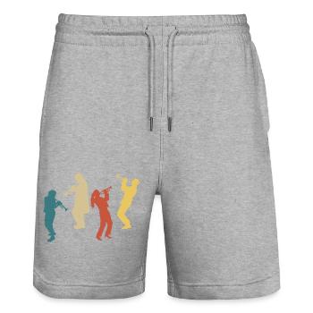 Vintage Retro Trumpet - Stanley/Stella Trainer Unisex Organic Jogging Shorts - heather grey - Front - Nik (191cm) & Marisol (170cm)