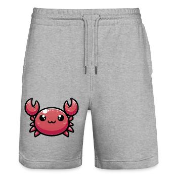 Shelly the Cute Chibi Kawaii Crab - Stanley/Stella Trainer Unisex Organic Jogging Shorts - heather grey - Front - Nik (191cm) & Marisol (170cm)