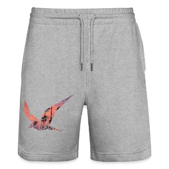 Vogel Sonnenuntergang Illustration - Stanley/Stella Unisex Bio Joggingshorts Trainer  - Grau meliert - Vorne - Nik (191cm) & Marisol (170cm)