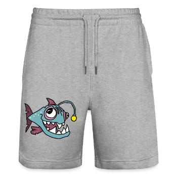 Anglerfisch - Stanley/Stella Unisex Bio Joggingshorts Trainer  - Grau meliert - Vorne - Nik (191cm) & Marisol (170cm)