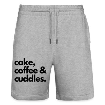 cake coffee and cuddles - claim - Stanley/Stella Unisex Bio Joggingshorts Trainer  - Grau meliert - Vorne - Nik (191cm) & Marisol (170cm)