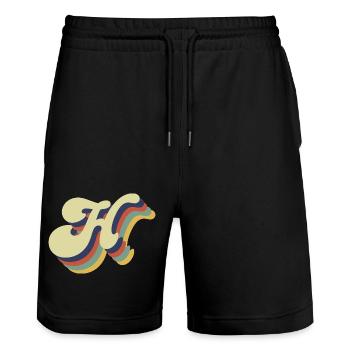 Retro-Buchstabe H - Stanley/Stella Unisex Bio Joggingshorts Trainer  - Schwarz - Vorne - Nik (191cm) & Marisol (170cm)