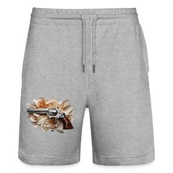 Steel and flowers - Stanley/Stella Unisex Bio Joggingshorts Trainer  - Grau meliert - Vorne - Nik (191cm) & Marisol (170cm)