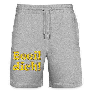 Beeil dich - Stanley/Stella Unisex Bio Joggingshorts Trainer  - Grau meliert - Vorne - Nik (191cm) & Marisol (170cm)