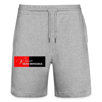 Demo Money Millionaire – Millionaire thanks to Demo Money. - Stanley/Stella Trainer Unisex Organic Jogging Shorts - heather grey - Front - Nik (191cm) & Marisol (170cm)