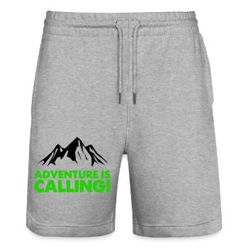 Aventure en montagne - Short de jogging bio TRAINER Stanley/Stella unisexe - gris chiné - Devant - Nik (191cm) & Marisol (170cm)