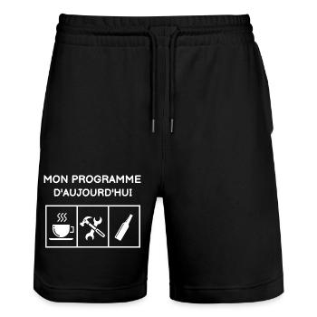 Boire un Café bricoler picoler - Short de jogging bio TRAINER Stanley/Stella unisexe - noir - Devant - Nik (191cm) & Marisol (170cm)