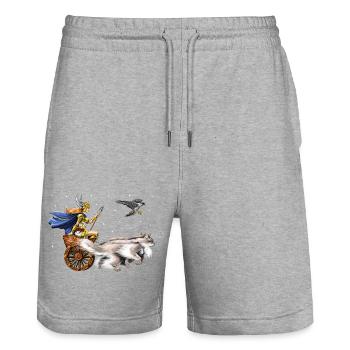 Freya Göttin der nordischen Mythologie - Stanley/Stella Unisex Bio Joggingshorts Trainer  - Grau meliert - Vorne - Nik (191cm) & Marisol (170cm)