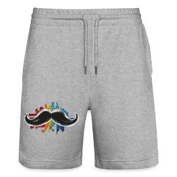 Funny beard costume for mustache outfit lovers - Stanley/Stella Trainer Unisex Organic Jogging Shorts - heather grey - Front - Nik (191cm) & Marisol (170cm)