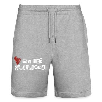 Love my hot girlfriend - Stanley/Stella Trainer Unisex Organic Jogging Shorts - heather grey - Front - Nik (191cm) & Marisol (170cm)