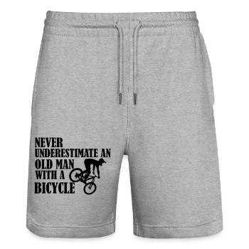 Drôle de dicton de bicyclette - Short de jogging bio TRAINER Stanley/Stella unisexe - gris chiné - Devant - Nik (191cm) & Marisol (170cm)