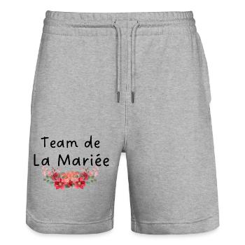 Braut Team Blumen - Stanley/Stella Unisex Bio Joggingshorts Trainer  - Grau meliert - Vorne - Nik (191cm) & Marisol (170cm)
