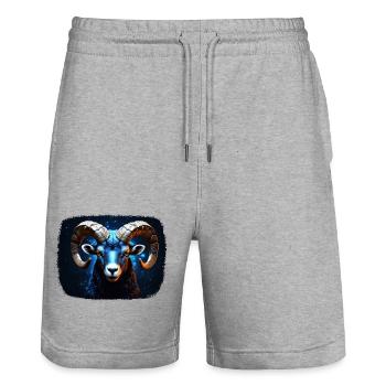 Sternzeichen Widder - Stanley/Stella Unisex Bio Joggingshorts Trainer  - Grau meliert - Vorne - Nik (191cm) & Marisol (170cm)