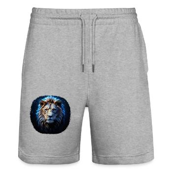Signe du zodiaque Lion - Short de jogging bio TRAINER Stanley/Stella unisexe - gris chiné - Devant - Nik (191cm) & Marisol (170cm)