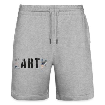 ERDKUNST - Stanley/Stella Unisex Bio Joggingshorts Trainer  - Grau meliert - Vorne - Nik (191cm) & Marisol (170cm)