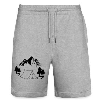 camping zelt - Stanley/Stella Unisex Bio Joggingshorts Trainer  - Grau meliert - Vorne - Nik (191cm) & Marisol (170cm)