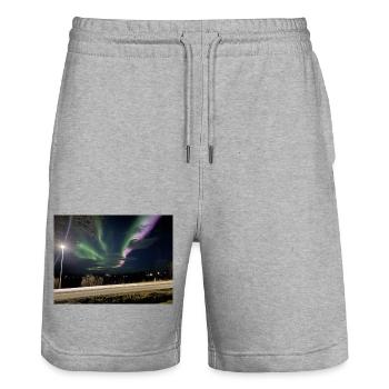 Aurora-Nordlichter - Stanley/Stella Unisex Bio Joggingshorts Trainer  - Grau meliert - Vorne - Nik (191cm) & Marisol (170cm)