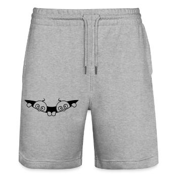 Comic Zwillinge Gucken aus Bauch 2 Babys Schwanger - Stanley/Stella Unisex Bio Joggingshorts Trainer  - Grau meliert - Vorne - Nik (191cm) & Marisol (170cm)