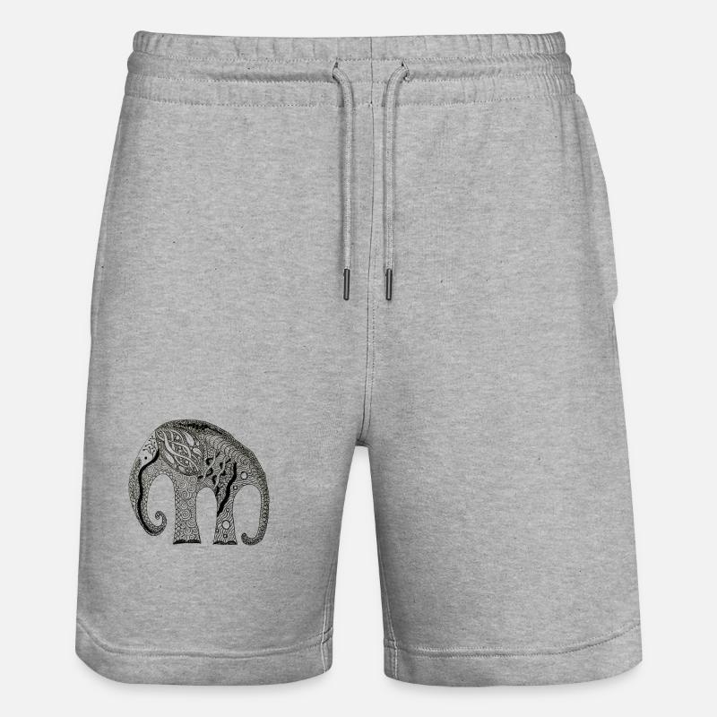 Zentangle éléphant - Short de jogging bio TRAINER Stanley/Stella unisexe - gris chiné