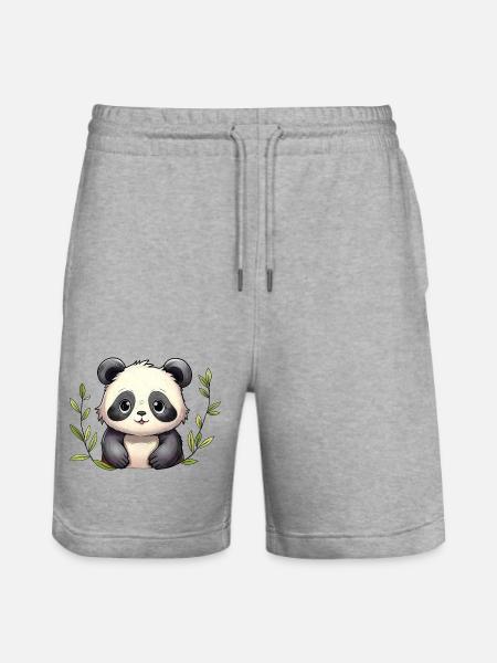 Red panda - Stanley/Stella Trainer Unisex Organic Jogging Shorts - heather grey