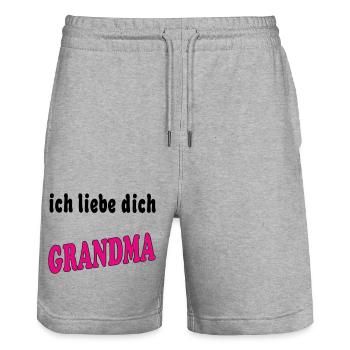 ich liebe dich GRANDMA - Short de jogging bio TRAINER Stanley/Stella unisexe - gris chiné - Devant - Nik (191cm) & Marisol (170cm)