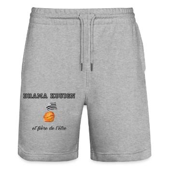 Fière d être une drama kouign Blk - Short de jogging bio TRAINER Stanley/Stella unisexe - gris chiné - Devant - Nik (191cm) & Marisol (170cm)