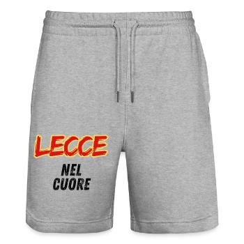 Lecce Jaune Rouge dans le Cœur - Short de jogging bio TRAINER Stanley/Stella unisexe - gris chiné - Devant - Nik (191cm) & Marisol (170cm)