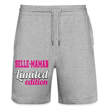 BELLE MAMAN LIMITED EDITION - Short de jogging bio TRAINER Stanley/Stella unisexe - gris chiné - Devant - Nik (191cm) & Marisol (170cm)