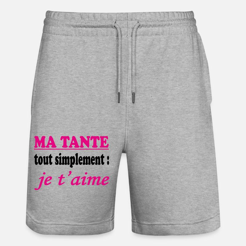 MA TANTE tout simplement je t'aime - Short de jogging bio TRAINER Stanley/Stella unisexe - gris chiné