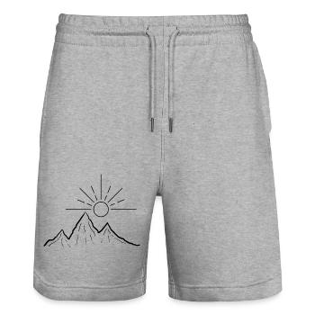 BergSonne - Stanley/Stella Unisex Bio Joggingshorts Trainer  - Grau meliert - Vorne - Nik (191cm) & Marisol (170cm)