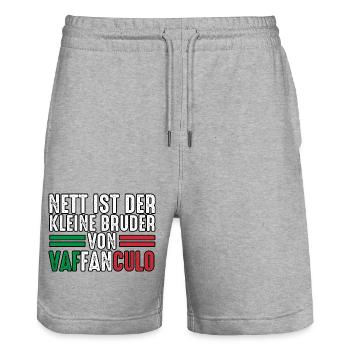 Italy Italian Vaffanculo - Stanley/Stella Trainer Unisex Organic Jogging Shorts - heather grey - Front - Nik (191cm) & Marisol (170cm)