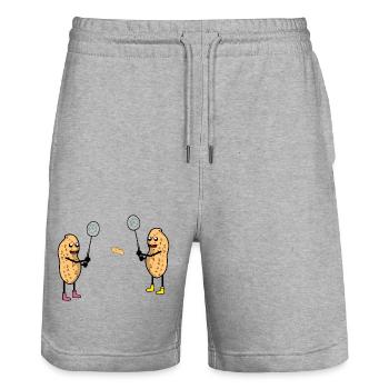 Drôle de cacahuète Joueur de tennis Joueur de tennis Peanuts Sports - Short de jogging bio TRAINER Stanley/Stella unisexe - gris chiné - Devant - Nik (191cm) & Marisol (170cm)