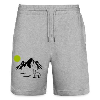 Wolf Full Moon - Stanley/Stella Trainer Unisex Organic Jogging Shorts - heather grey - Front - Nik (191cm) & Marisol (170cm)