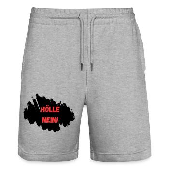 HÖLLE NEIN! I Jugendwort 2024 - Stanley/Stella Unisex Bio Joggingshorts Trainer  - Grau meliert - Vorne - Nik (191cm) & Marisol (170cm)